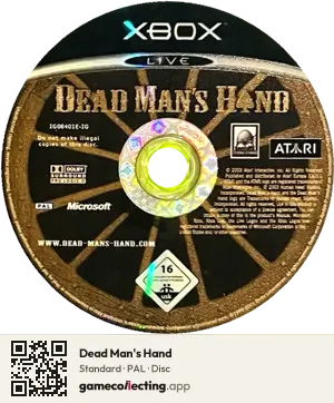 Dead Man's Hand Xbox, PAL disc