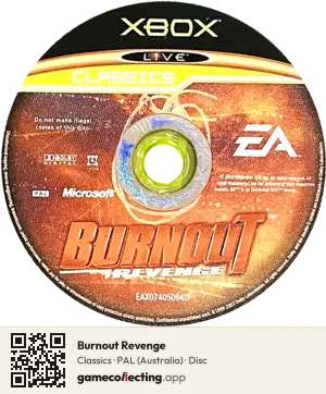 Burnout Revenge Xbox, PAL disc