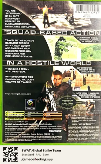 SWAT: Global Strike Team Xbox, PAL box back