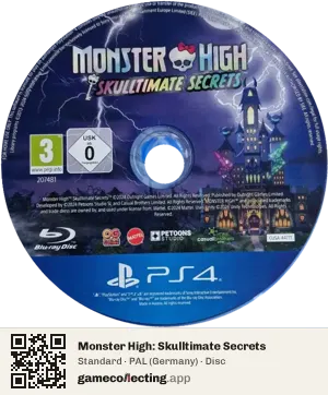Monster High: Skulltimate Secrets PlayStation 4, PAL disc