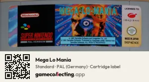 Mega Lo Mania Super Nintendo Entertainment System, PAL cartridge label