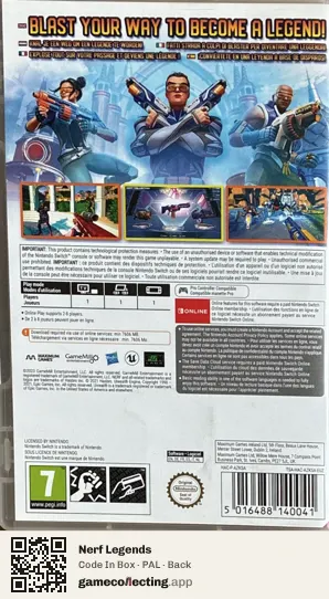 Nerf Legends Nintendo Switch, PAL box back