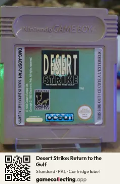 Desert Strike: Return to the Gulf Game Boy, PAL cartridge label