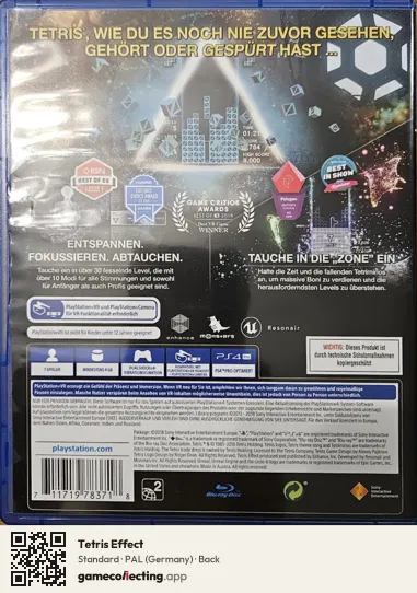 Tetris Effect PlayStation 4, Germany box back