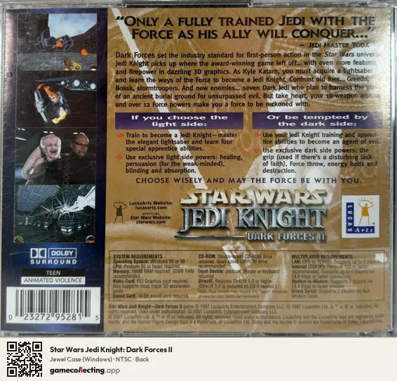 Star Wars Jedi Knight: Dark Forces II Computer, NTSC box back