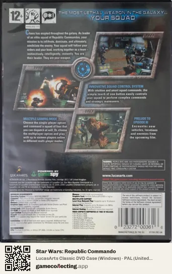 Star Wars: Republic Commando Computer, United Kingdom box back