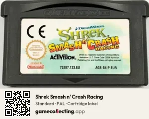 Shrek Smash n' Crash Racing Game Boy Advance, PAL cartridge label