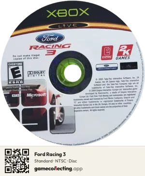 Ford Racing 3 Xbox, NTSC disc