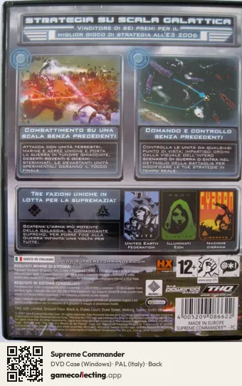 Supreme Commander Computer, Italy box back