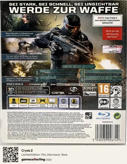 Crysis 2 PlayStation 3, Germany box back