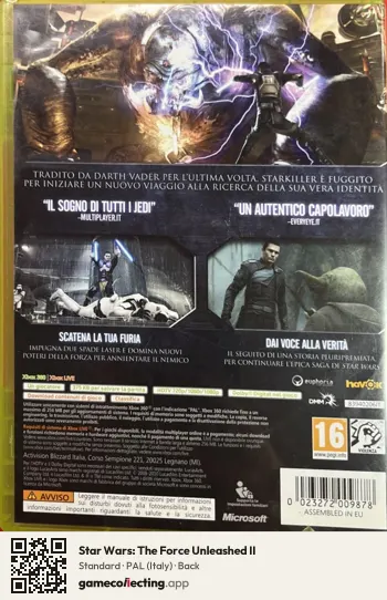 Star Wars: The Force Unleashed II Xbox 360, Italy box back