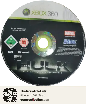 The Incredible Hulk Xbox 360, PAL disc