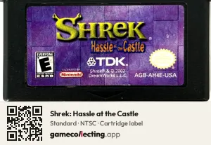 Shrek: Hassle at the Castle Game Boy Advance, NTSC cartridge label
