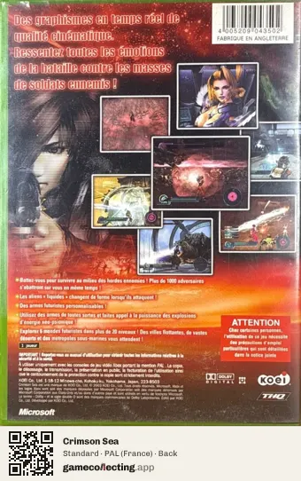 Crimson Sea Xbox, France box back