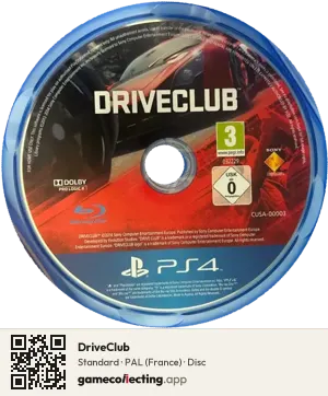 DriveClub PlayStation 4, PAL disc