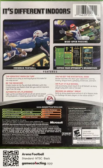 Arena Football Xbox, NTSC box back
