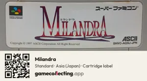 Milandra Super Nintendo Entertainment System, Asia cartridge label