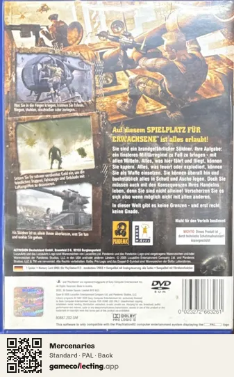 Mercenaries PlayStation 2, PAL box back
