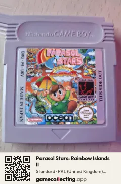 Parasol Stars: Rainbow Islands II Game Boy, PAL cartridge label