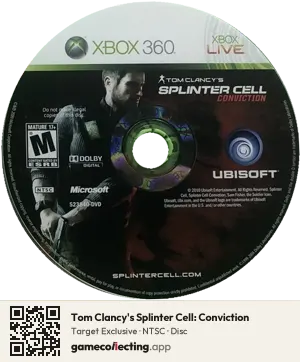 Tom Clancy's Splinter Cell: Conviction Xbox 360, NTSC disc