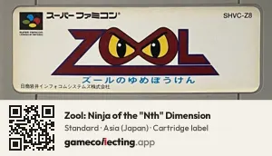 Zool: Ninja of the "Nth" Dimension Super Nintendo Entertainment System, Asia cartridge label