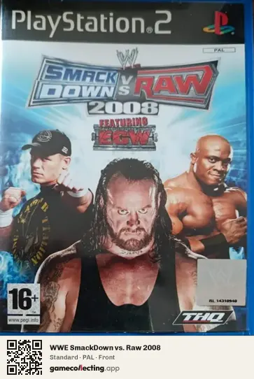WWE SmackDown vs. Raw 2008 PlayStation 2, PAL box front