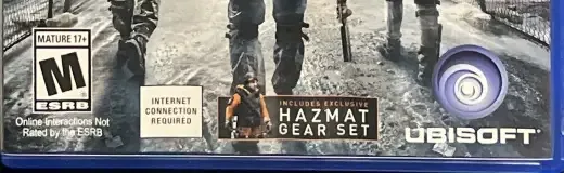 Tom Clancy's The Division, the ESRB box on its front