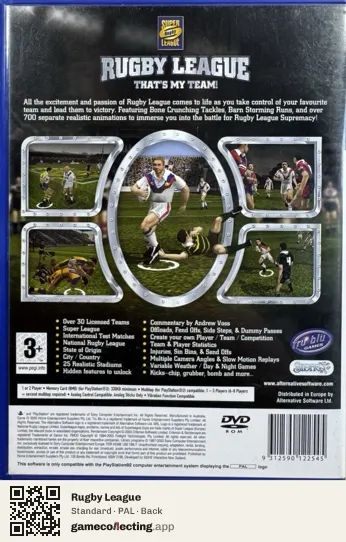 Rugby League PlayStation 2, PAL box back