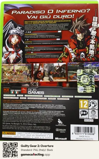 Guilty Gear 2: Overture Xbox 360, Italy box back