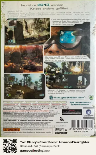 Tom Clancy's Ghost Recon: Advanced Warfighter Xbox 360, Germany box back