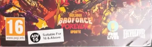 Broforce, the PEGI square on its front