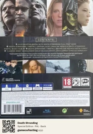 Death Stranding PlayStation 4, PAL box back