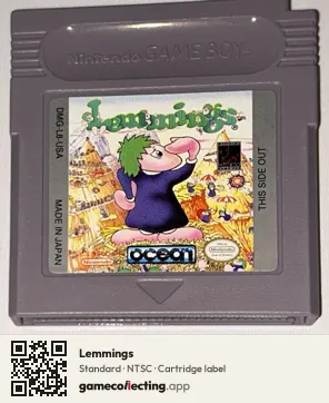 Lemmings Game Boy, NTSC cartridge label