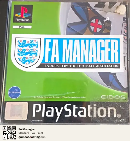 FA Manager PlayStation, PAL box front