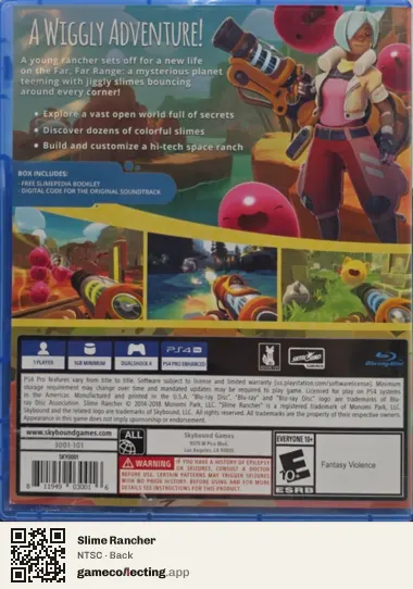 Slime Rancher PlayStation 4, NTSC box back