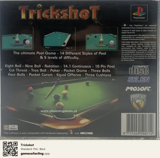 Trickshot PlayStation, PAL box back