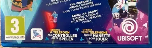 Just Dance 2022, the PEGI square on its front