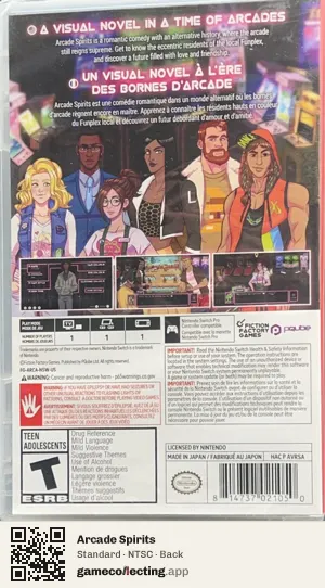 Arcade Spirits Nintendo Switch, NTSC box back