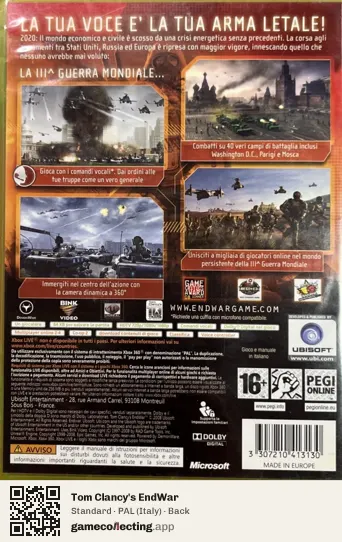 Tom Clancy's EndWar Xbox 360, Italy box back
