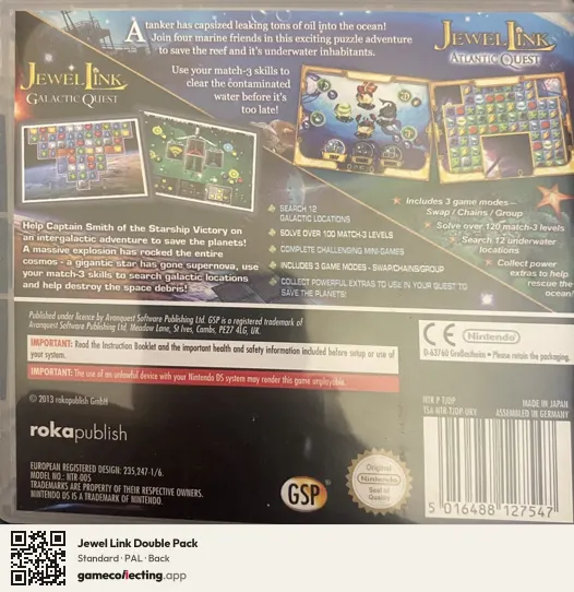 Jewel Link Double Pack Nintendo DS, PAL box back