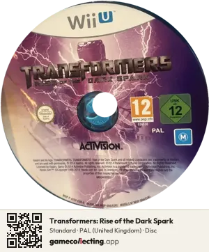 Transformers: Rise of the Dark Spark Nintendo Wii U, PAL disc