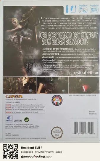 Resident Evil 4 Nintendo Wii, Germany box back