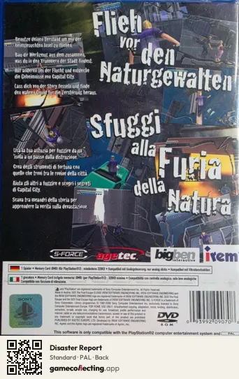 Disaster Report PlayStation 2, PAL box back