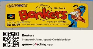 Bonkers Super Nintendo Entertainment System, Asia cartridge label
