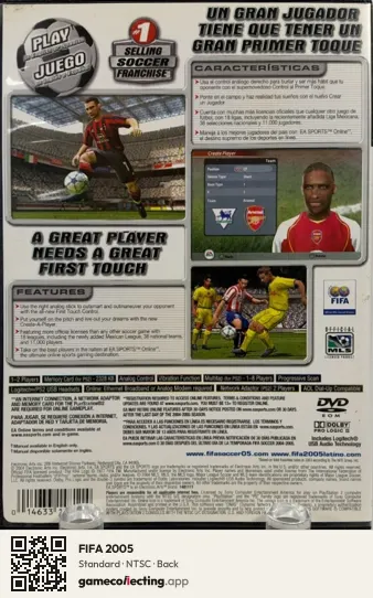 FIFA 2005 PlayStation 2, NTSC box back