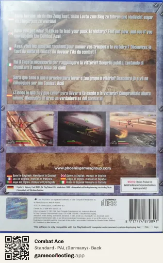 Combat Ace PlayStation 2, Germany box back
