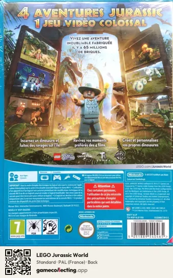 LEGO Jurassic World Nintendo Wii U, France box back
