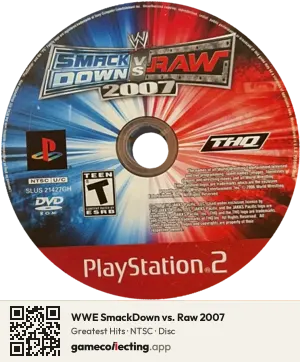 WWE SmackDown vs. Raw 2007 PlayStation 2, NTSC disc