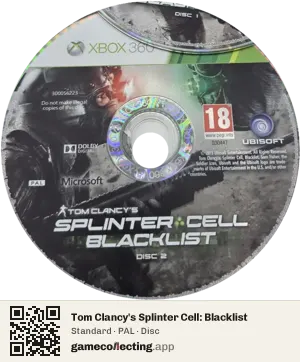 Tom Clancy's Splinter Cell: Blacklist Xbox 360, PAL disc