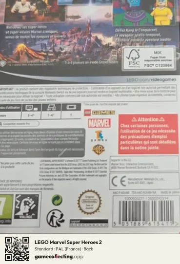 LEGO Marvel Super Heroes 2 Nintendo Switch, France box back